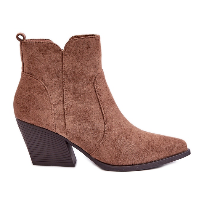 Bottes de cowboy isolées en suède écologique avec fermeture éclair, marron Virtris brun