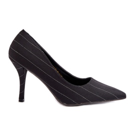 Talons hauts en tissu rayé noir Tifdra pour femmes le noir