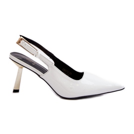 Escarpins hauts vernis Filona blancs à talon ouvert