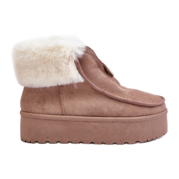 Bottes de neige à plateforme avec fourrure et fermeture éclair pour femme, beige foncé Filiala