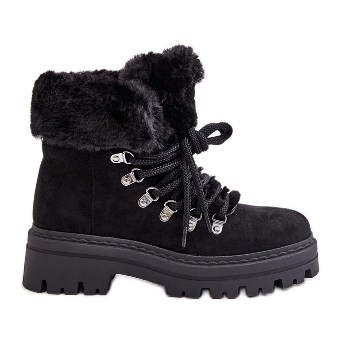 Trappeurs à lacets avec fourrure pour femme, noir Vaminia le noir Trappeurs à lacets avec fourrure pour femme, noir Vaminia le noir