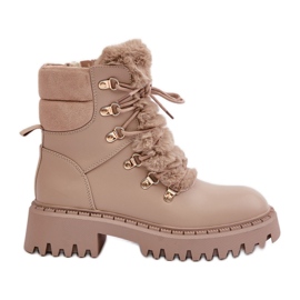 Bottes isolées avec fermeture éclair en éco-cuir, Beige Willatta