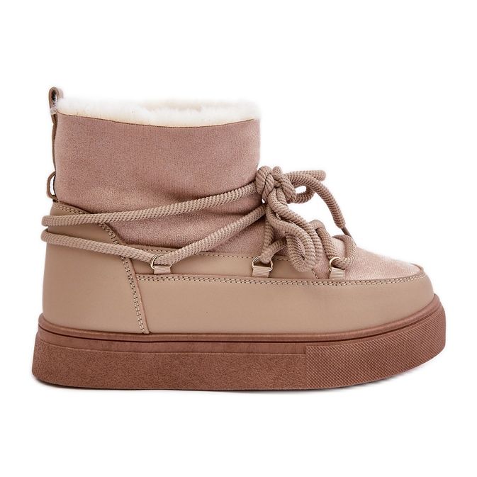 Bottes de neige à plateforme pour femme, doublées de fourrure, beige Aziara Bottes de neige à plateforme pour femme, doublées de fourrure, beige Aziara