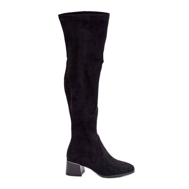 Cuissardes à talons carrés en éco-daim, Noir Galadi le noir