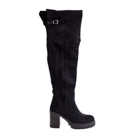 Bottes cuissardes isolées noires à talons hauts Niaviera