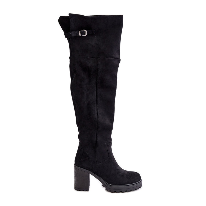 Bottes cuissardes isolées noires à talons hauts Niaviera le noir