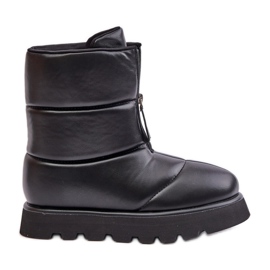 Bottes de neige à plateforme en cuir écologique noir avec fermeture éclair Resisia