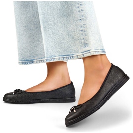 Ballerines noires confortables pour femmes avec nœud GD-XR392A-B