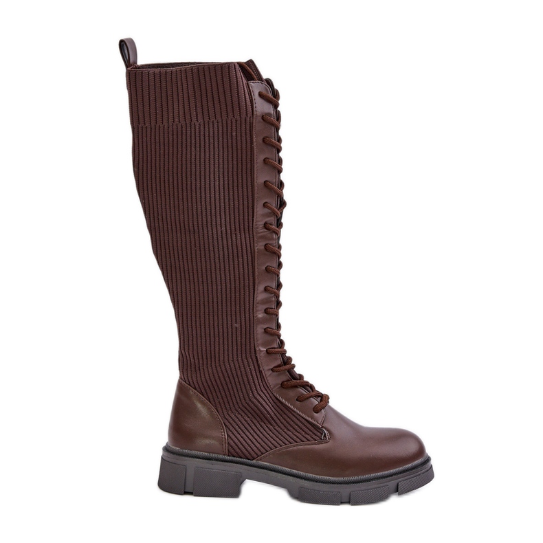 Bottines à lacets Vamilena marron avec tige élastique brun
