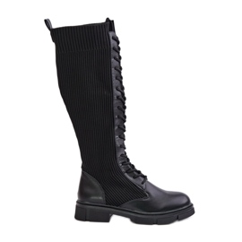 Bottines à lacets Vamilena noires avec tige élastique