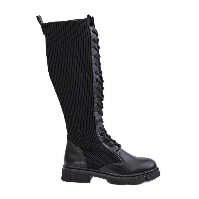 Bottines à lacets Vamilena noires avec tige élastique le noir