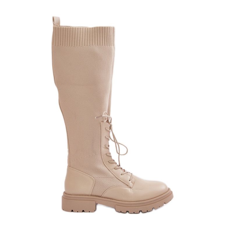 Bottes à enfiler Iranel beiges avec tige chaussette