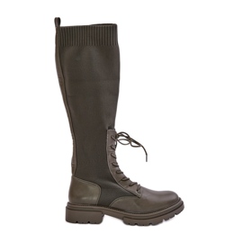 Bottines à enfiler à tige chaussette, vert foncé Iranel