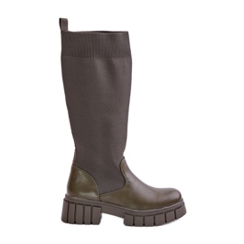 Bottines à tige souple et talon plat, vert foncé Mesidra