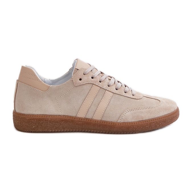 Zazoo N1068 Baskets basses en daim pour femme Beige