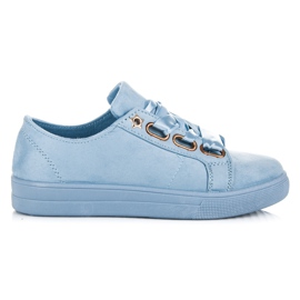 Ideal Shoes Baskets en daim avec ruban bleu