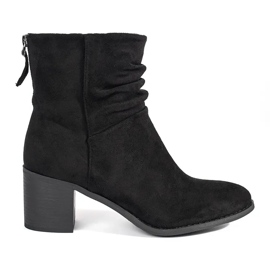 Bottines femme en daim noir avec tige à volants
