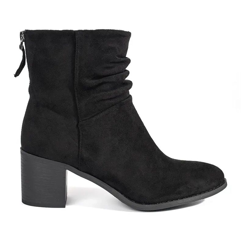 Bottines femme en daim noir avec tige à volants le noir
