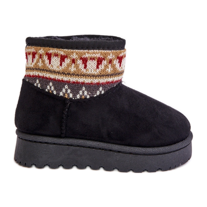 Bottes de neige à enfiler pour enfant à motif, doublées de fourrure, noir Mirirae le noir