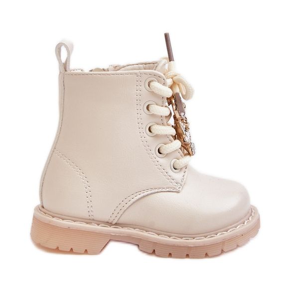 Bottines isolées pour enfants avec ours en peluche et fermeture éclair, Beige Enchanta Bottines isolées pour enfants avec ours en peluche et fermeture éclair, Beige Enchanta