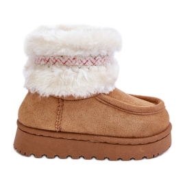 Bottines de neige enfant avec fourrure et motif Camel Melefia beige