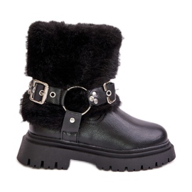Bottes Fille en Cuir Eco avec Fourrure et Boucles, Cartemes Noirs le noir