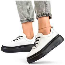 Goodin Baskets femme en cuir à semelle plateforme noire, blanc GD-XF-120A-W