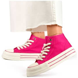 Baskets montantes en textile pour femme fuchsia BL507FU rose