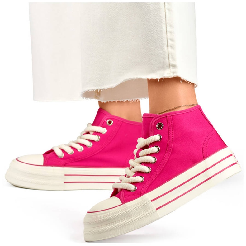 Baskets montantes en textile pour femme fuchsia BL507FU rose