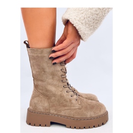 Centro Bottines à lacets kakisuède avec noeud papillon - Inello beige