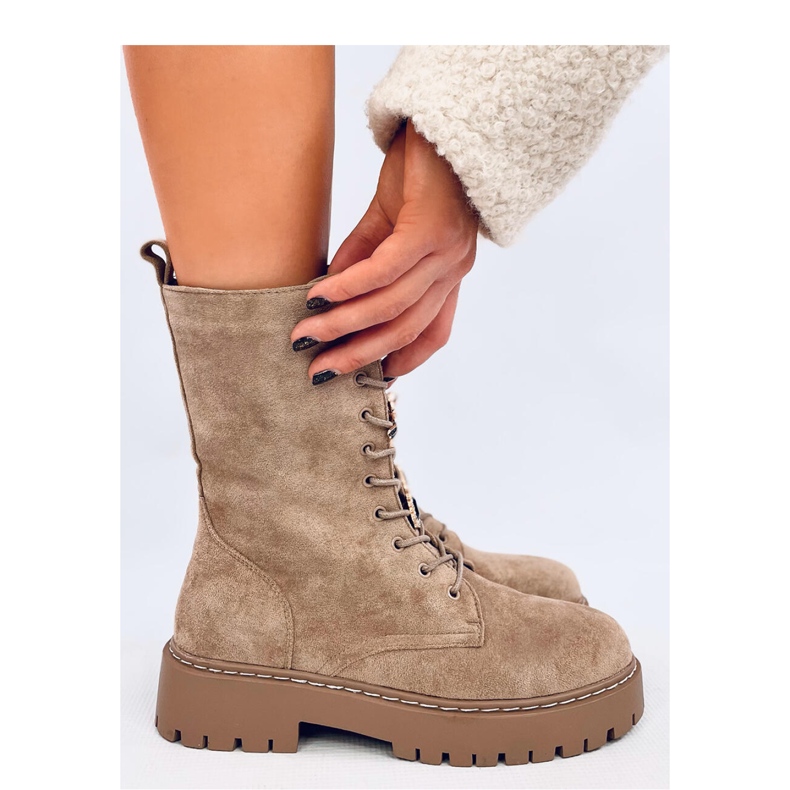 Centro Bottines à lacets kakisuède avec noeud papillon - Inello beige