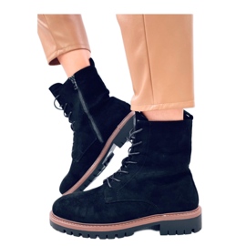 Bottines à lacets en daim le noir