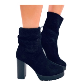 Bottines à talons hauts avec revers élastique le noir