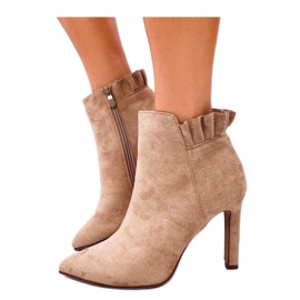 Bottines à talons en daim kaki beige