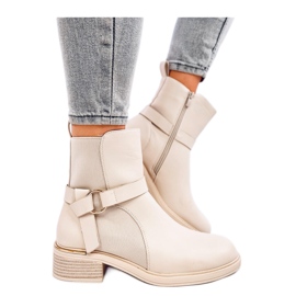 Bottines Chelsea femme beiges en grain