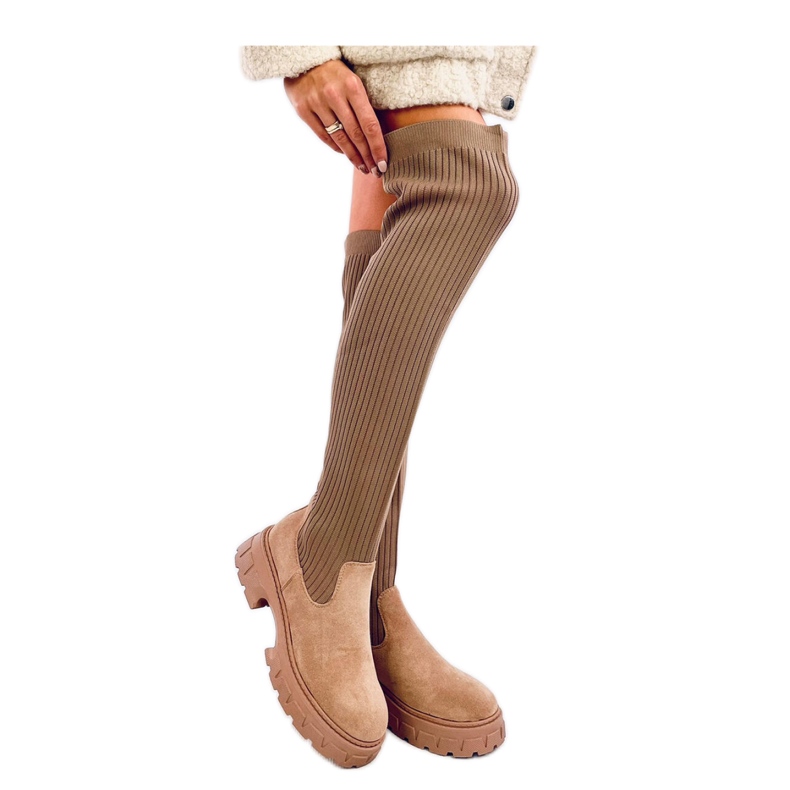Bottines chaussettes kaki beige Bottines chaussettes kaki beige