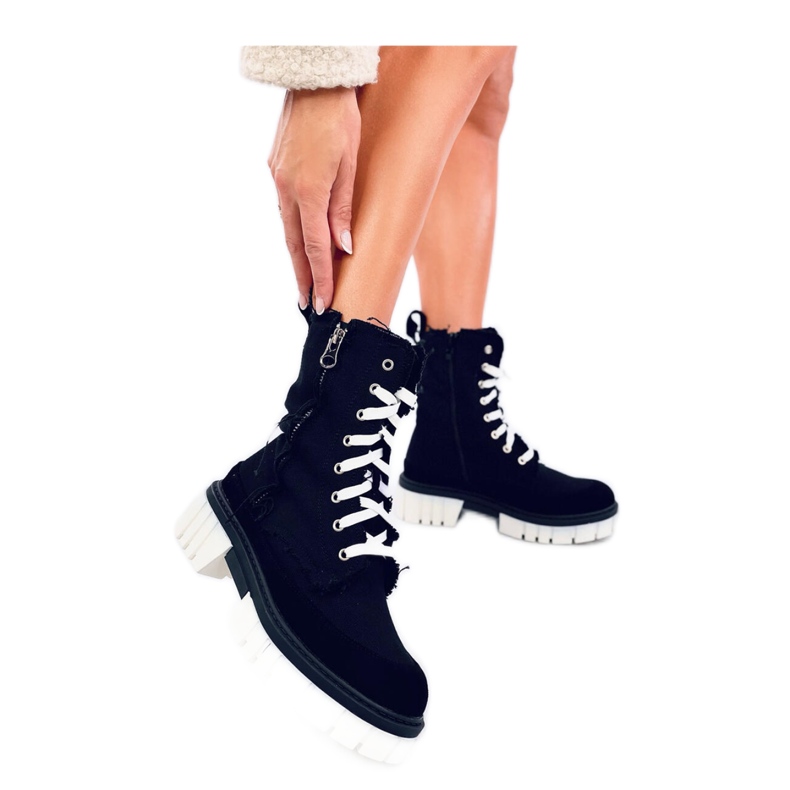 Bottines en toile avec protecteur noir le noir