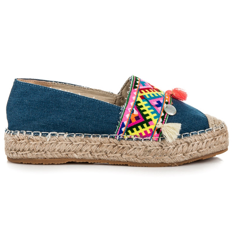Vices Espadrilles à imprimé ethnique bleu