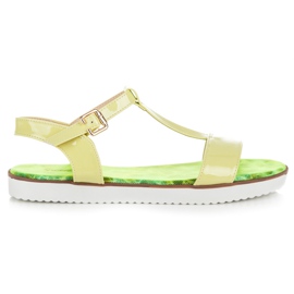 Vices Sandales laquées à boucle vert Vices Sandales laquées à boucle vert