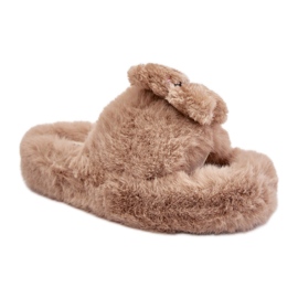 Chaussons Modèle BG189P Beige avec un ours en peluche