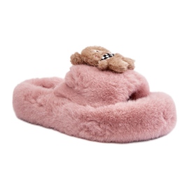 Chaussons Modèle BG189P Rose avec un ours en peluche