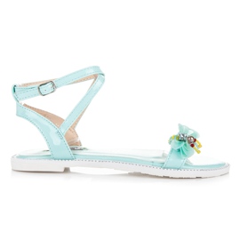 Vices Sandales laquées avec papillon vert Vices Sandales laquées avec papillon vert