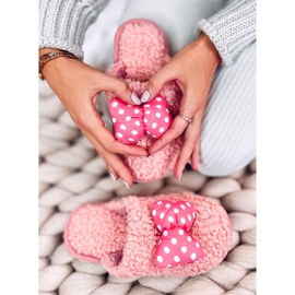 Chaussons enfant saumon avec noeud rose