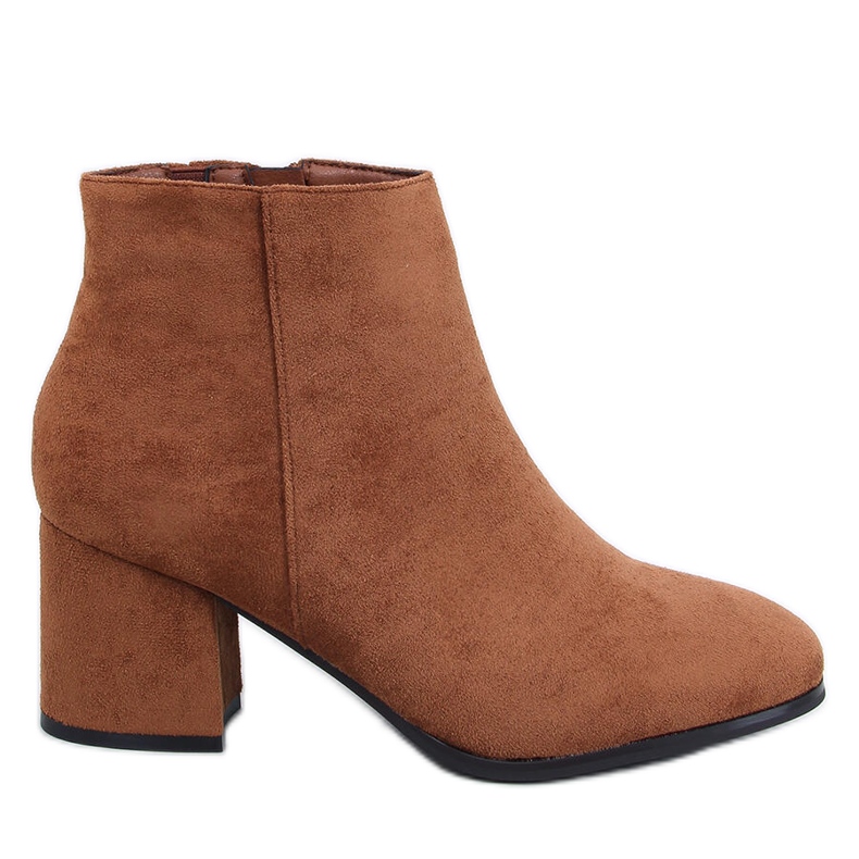 Bottines lisses isolées à talons hauts Camel pour femme brun