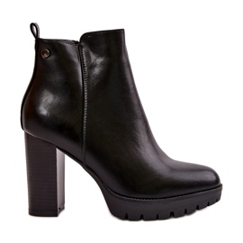 Bottines isolées à talon haut pour femme, fermées par une fermeture éclair, noir Bioria