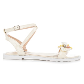 Vices Sandales Laquées Avec Un Papillon jaune