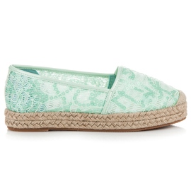 Vices Espadrilles en dentelle à sequins vert