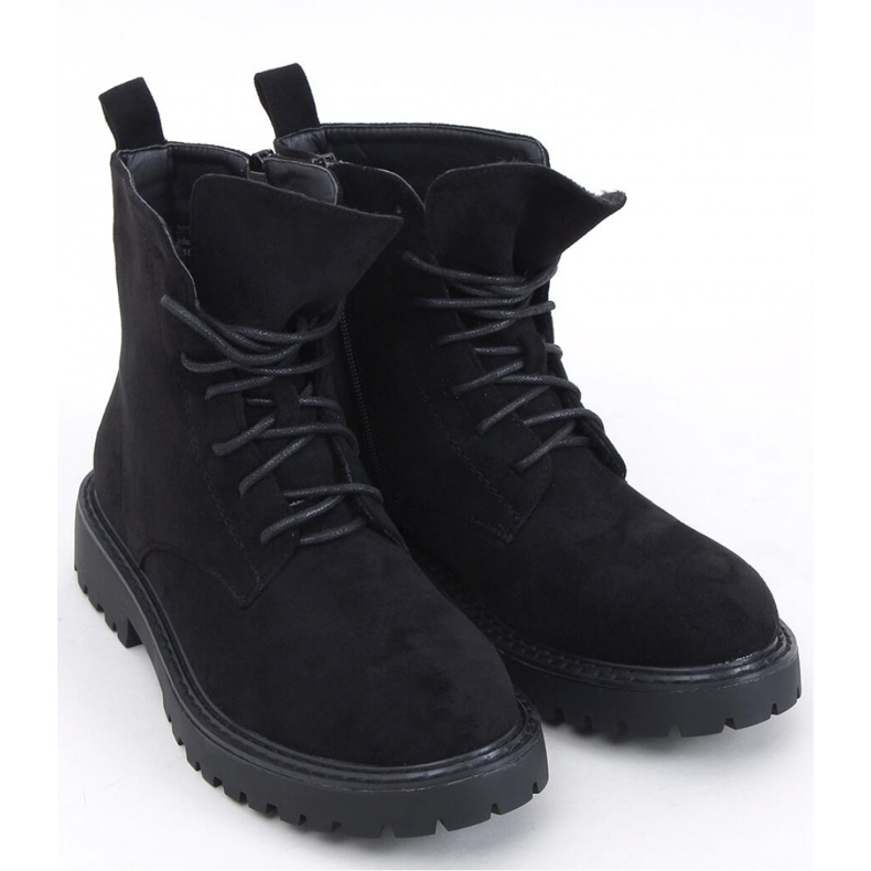 Gaten Bottines à lacets en daim noir - le noir