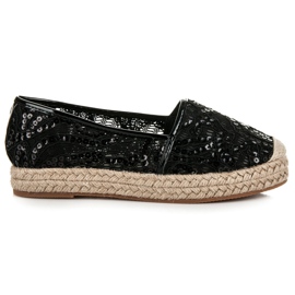 Vices Espadrilles En Dentelle Avec Paillettes le noir