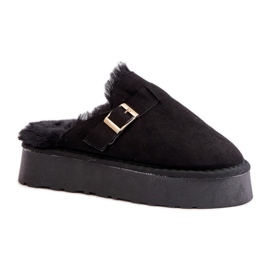 Chaussons pour femmes isolés avec fourrure FA-185, noir le noir